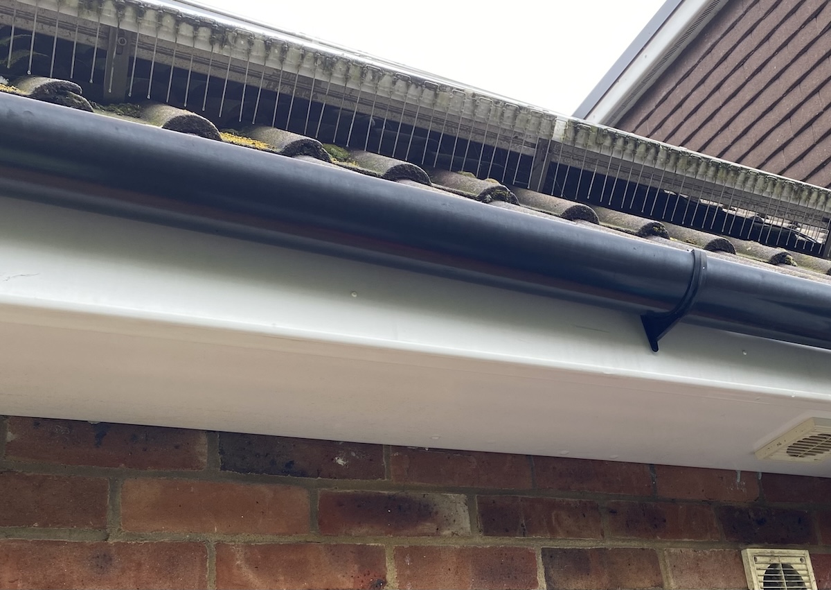 Just cleaned white soffit and fascias with black guttering.