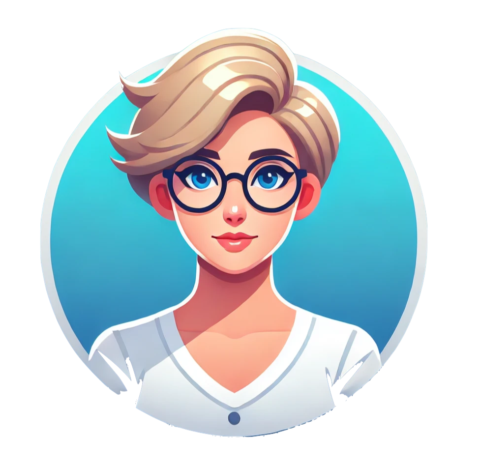 Female avatar with blue background.