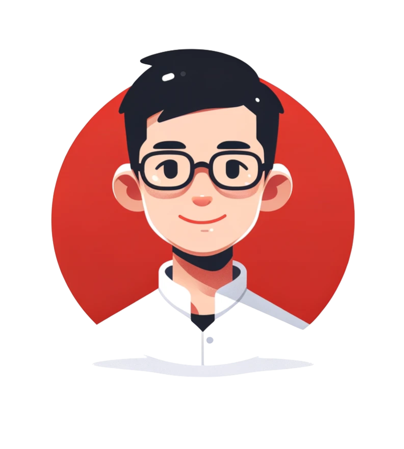 Male avatar with red background.